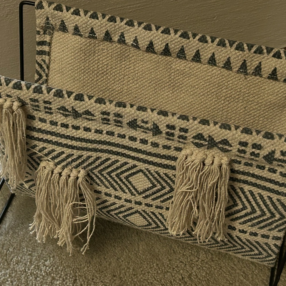 Bohemian Woven magazine / mail organizer with Tassels